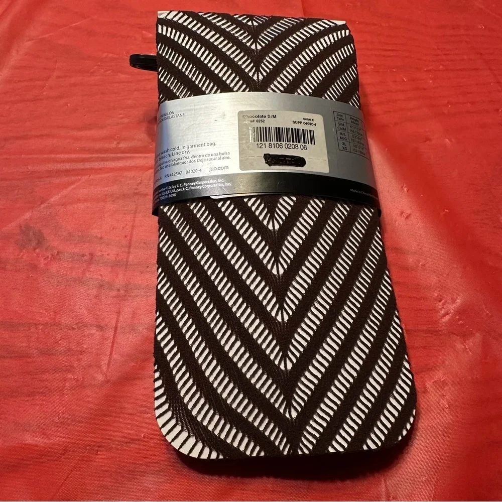 Worthington Brown and White Chevron Tights